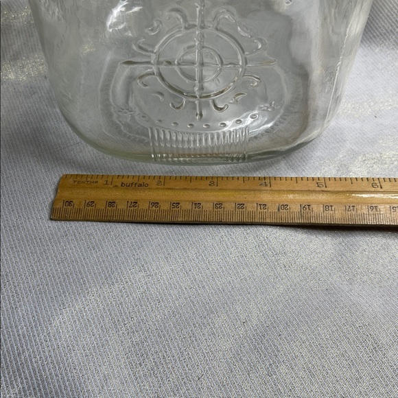Textured Pattern Clear Glass Jar Screw Top Silver Lid Canister Storage - Picture 7 of 8